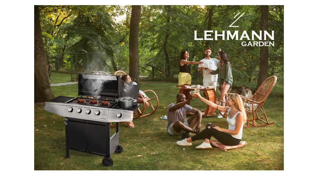 Grill gazowy ogrodowy żeliwny ruszt Lehmann Ohio 4+1