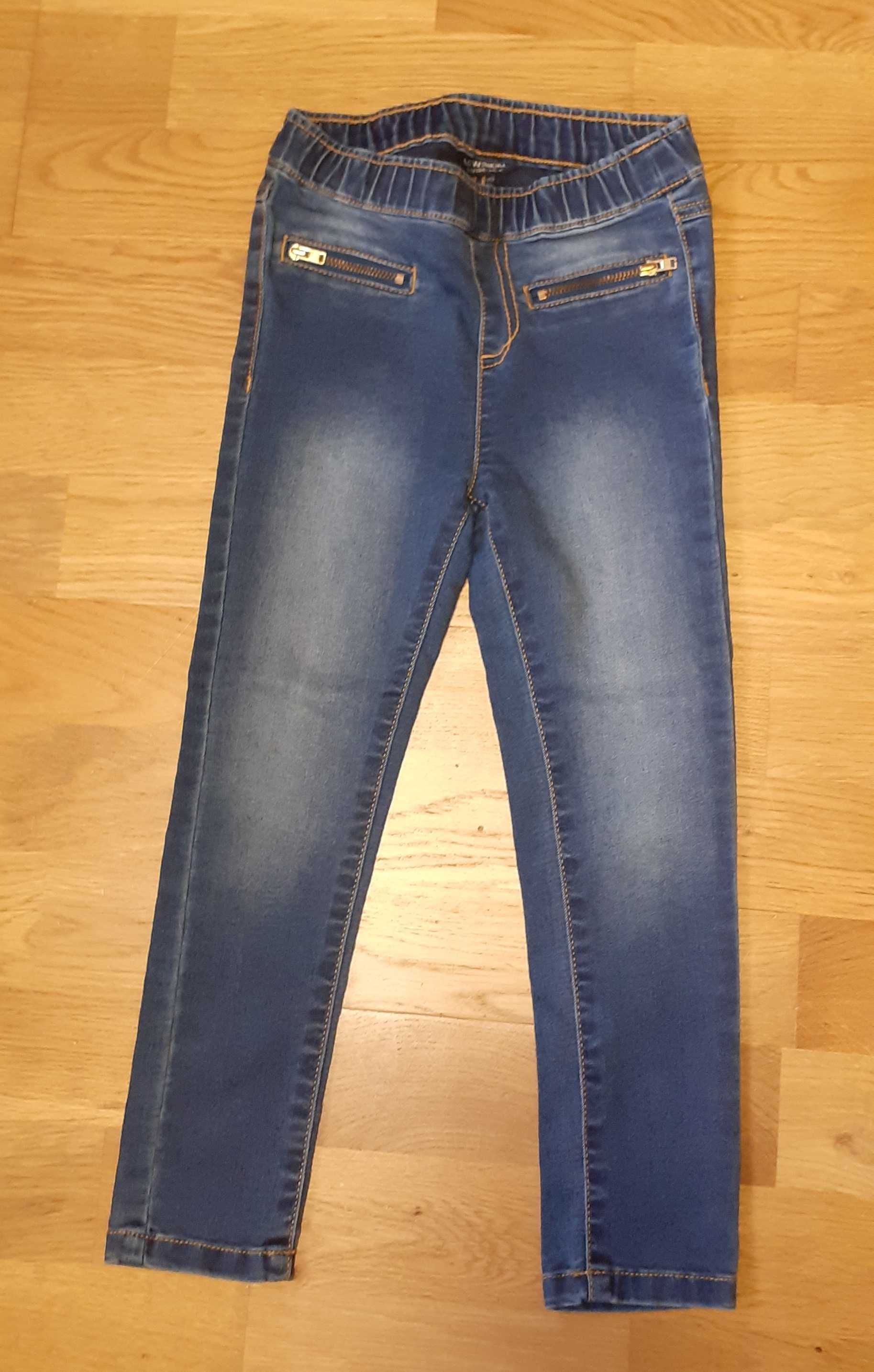 Jeansowe spodnie 104/110 cieniutkie dla dziewczynki