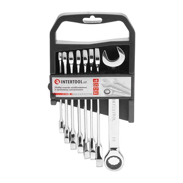Набір ключів комбінованих з храповим механізмом, трещіткою 6-8-11-12од
