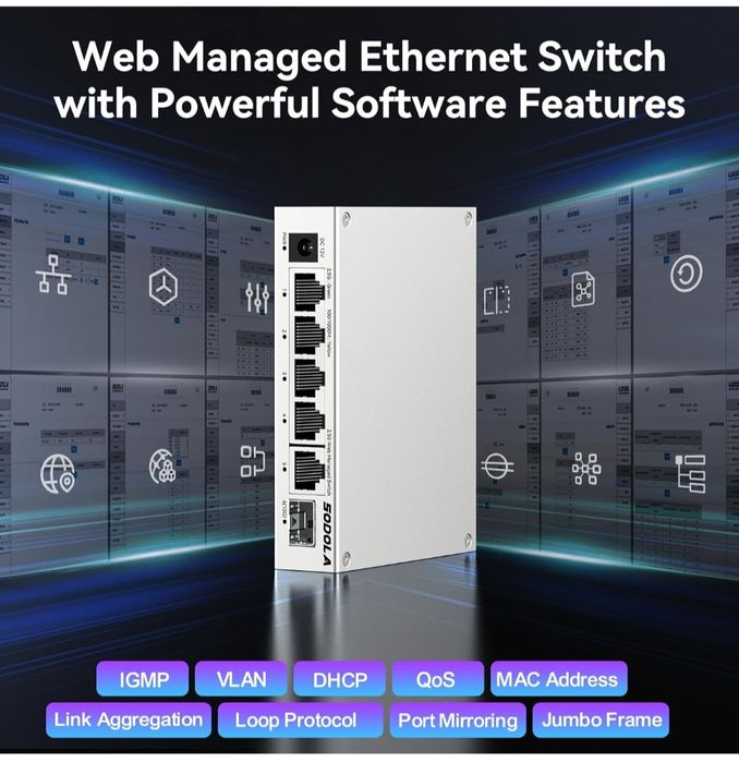 Комутатор SODOLA 5-портовий Web Managed Switch