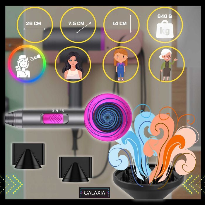 Profesjonalna Suszarka Do Włosów 1800W Jonizacja 3 Końcówki NOWA