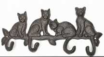 Decoração em Ferro Gatos c/ 4 ganchos