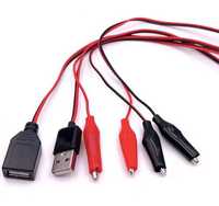 Набор USB гнездо с проводами прищепки крокодилы для зарядки АКБ
