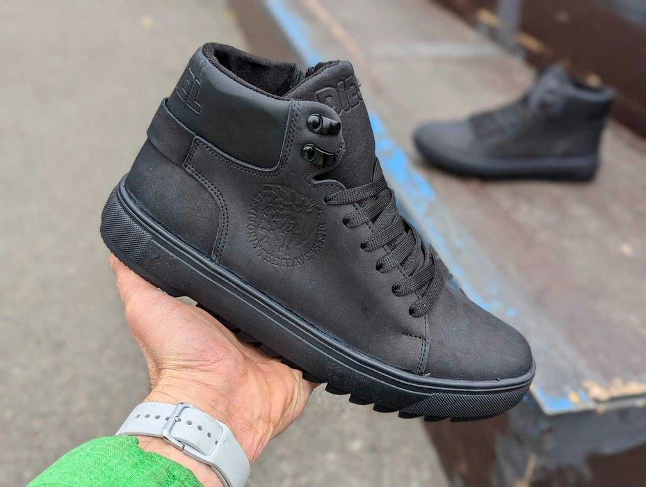 Якісні Чоловічі зимові черевики DIESEL натуральна шкіра Ботинки зимние