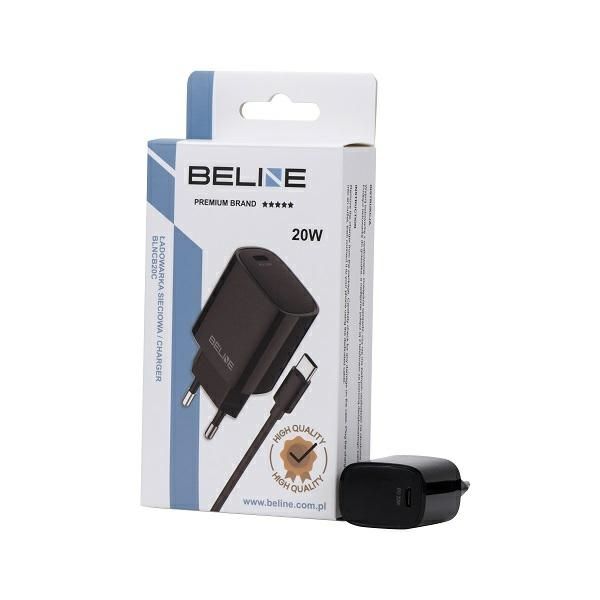 Beline Ład. siec. 1x USB-C 20W + kabelUSB-C czarna /black PD 3.0