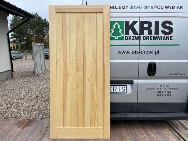 Drzwi przesuwne Od ręki  90 drewniane sosnowe lakierowane