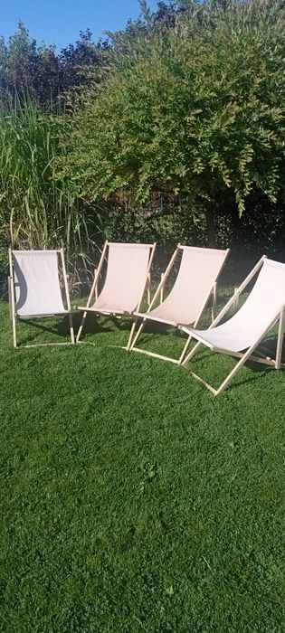 Leżaki ogrodowe drewno + materiał