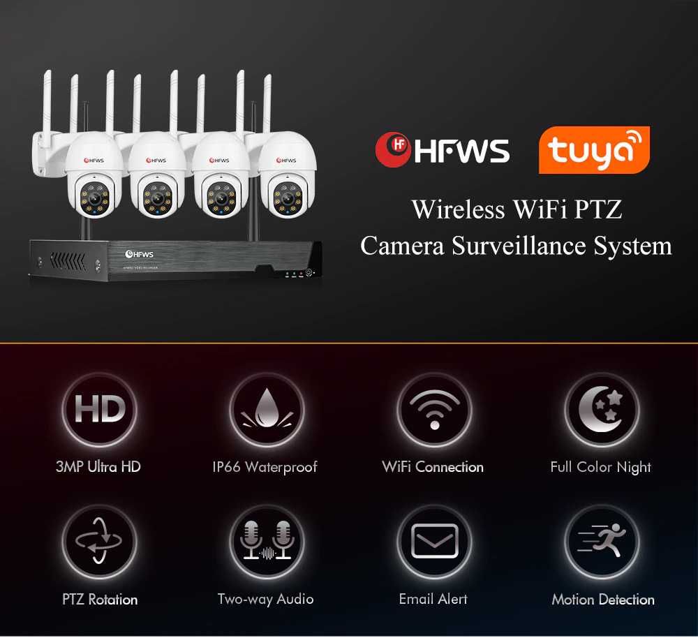 Kit Vídeo Vigilância WIFI Profissional 4 Cameras Exterior 1080P