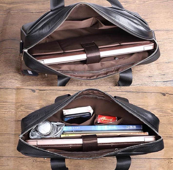 Якісна чоловіча шкіряна сумка- портфель, для ноутбука чи документів