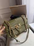 Torebka Pinko Love Classic Chevron khaki oliwkowa skóra skórzana