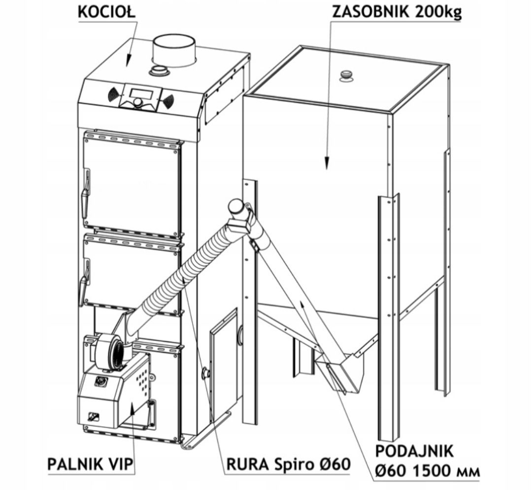 Palnik pelet VIP 25 kW ECOPALNIK + sterownik KEY + podajnik + dmuchawa