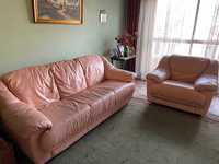 Conjunto de sofá e dois cadeirões em pele Divani & Divani