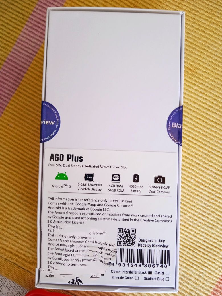 Blackview A60 Plus 4GB/64GB (Usado mas como novo)