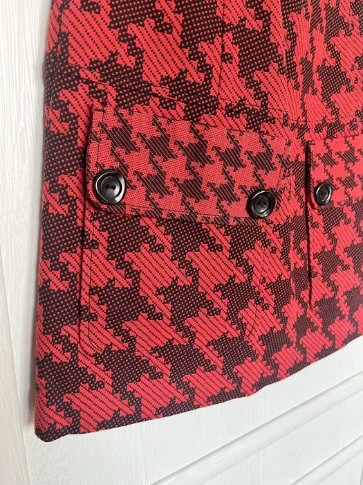 Czerwono czarna sukienka w kratkę Next 36/S vintage