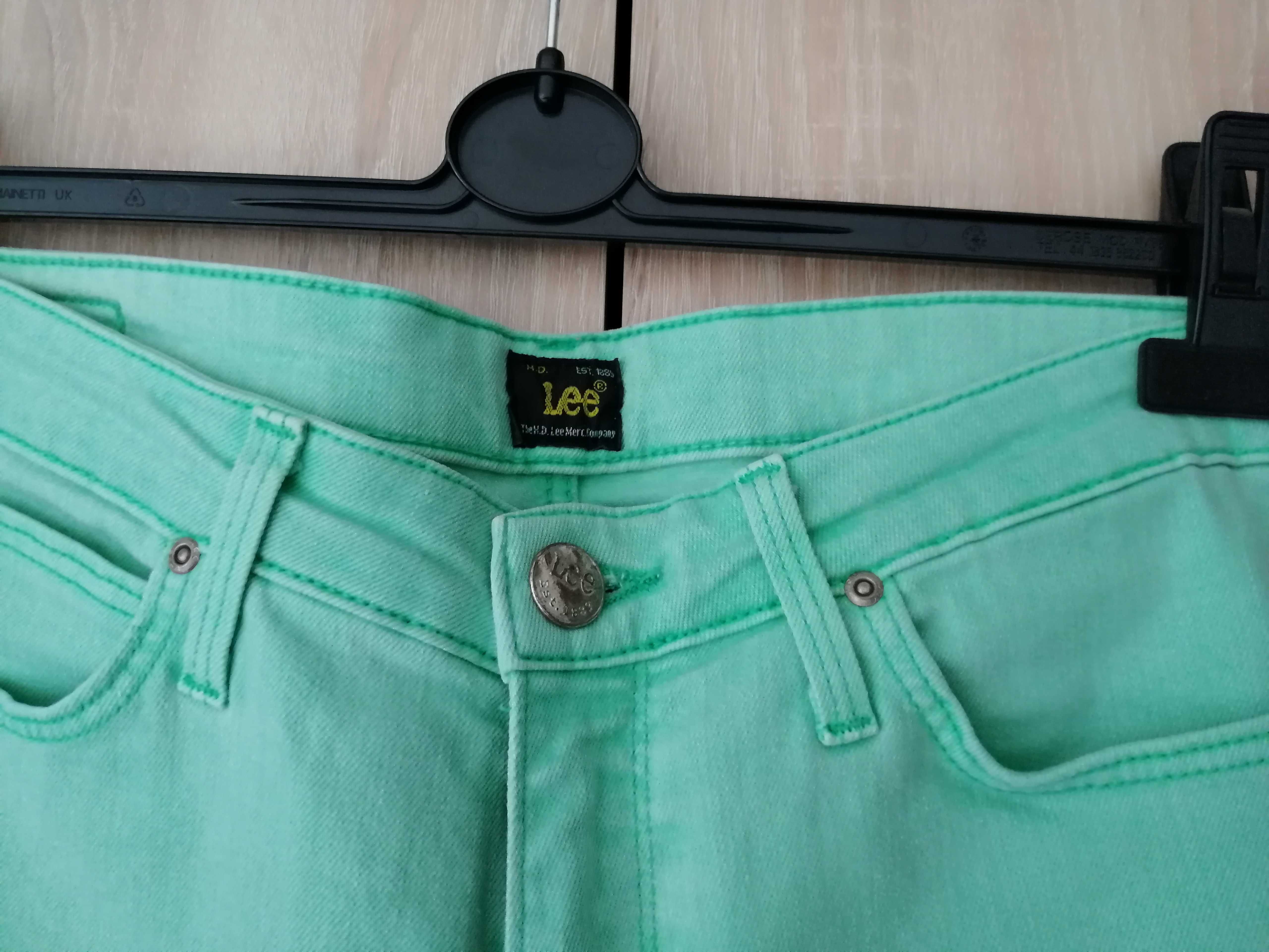 Spodnie  jeansowe LEE kolor mięta 38 przetarcia skinny