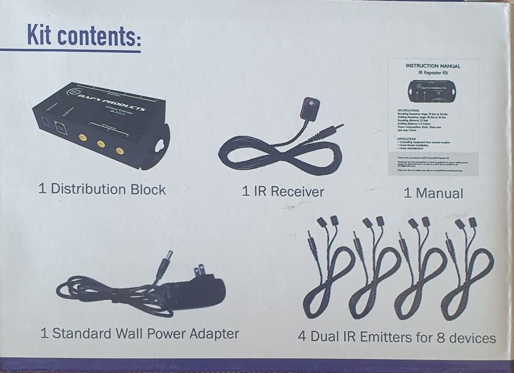 BAFX IR Repeater extender blaster, multi przedłużacz podczerwieni