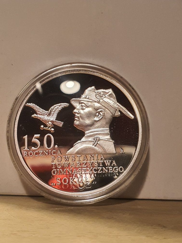 10 zł 2017. 150 rocznica powstania tow. Gimn. Sokół srebro