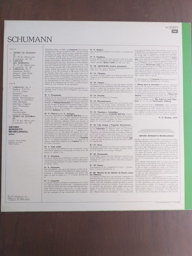 L P Música clássica. Schuman Carnaval OP.9