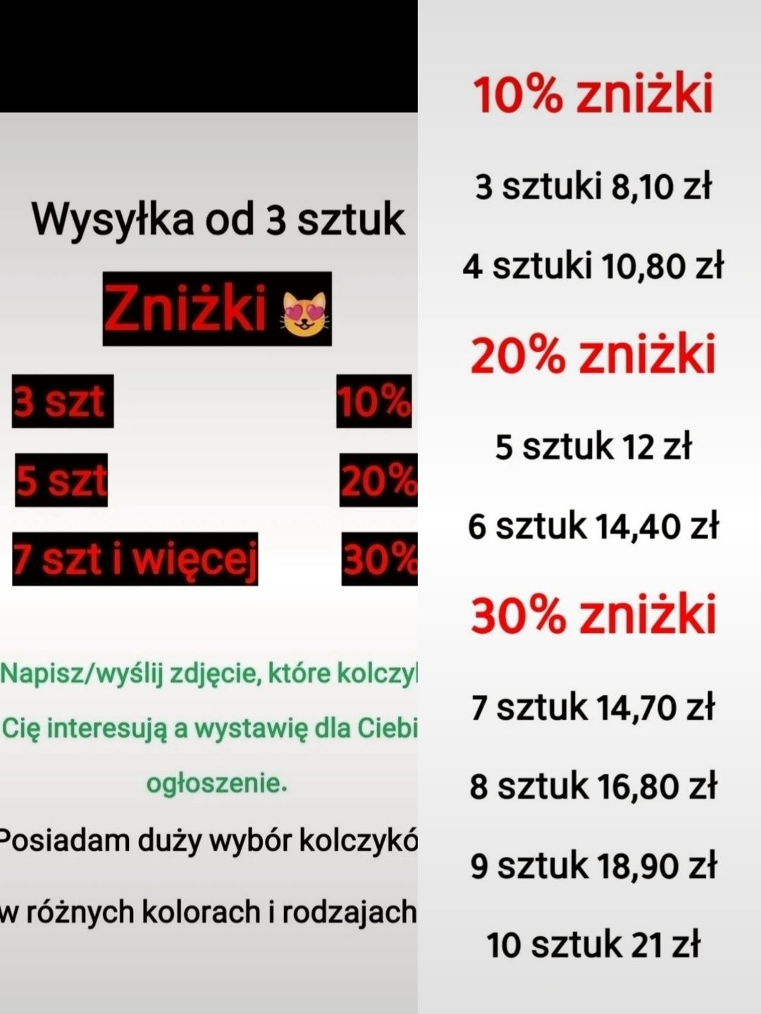 Nowe Kolczyki piercing mix różne rodzaje długości kolory nowe