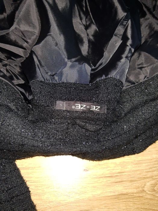 Marynarka żakiet L XL czarny 42 błyszczący srebrny damski płaszczyk