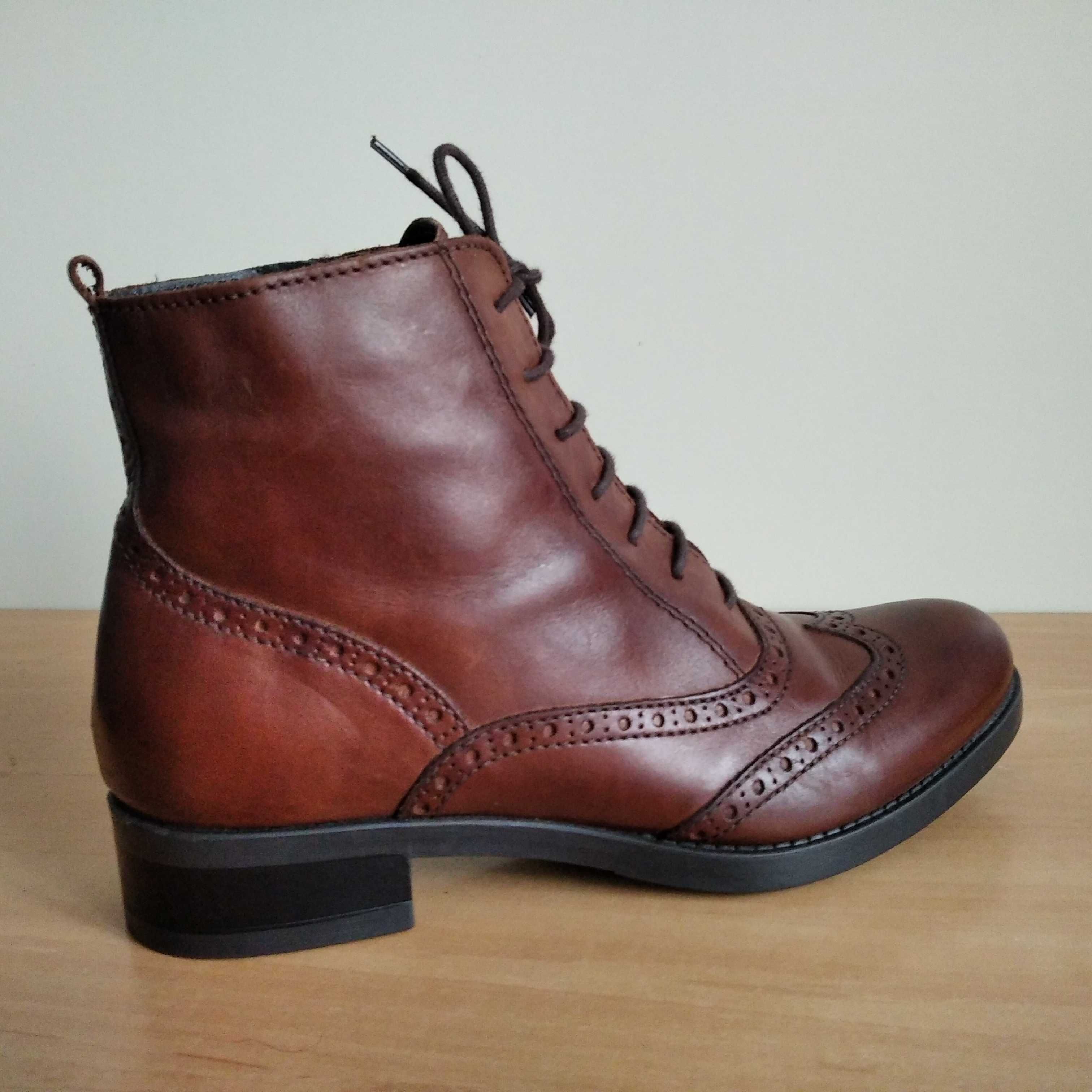 Botki broksy damskie BELLISSIMO SHOES skóra naturalna roz.eu-38