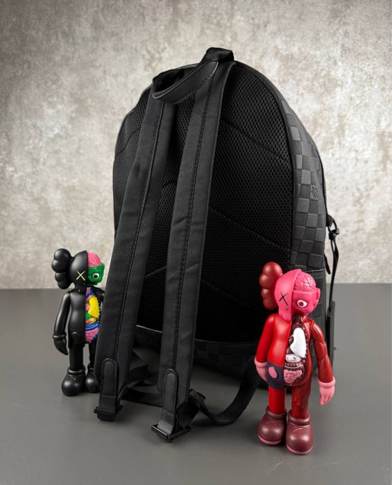 Рюкзак Louis Vuitton чорний чоловічий рюкзак луї віттон чорний шкірзам