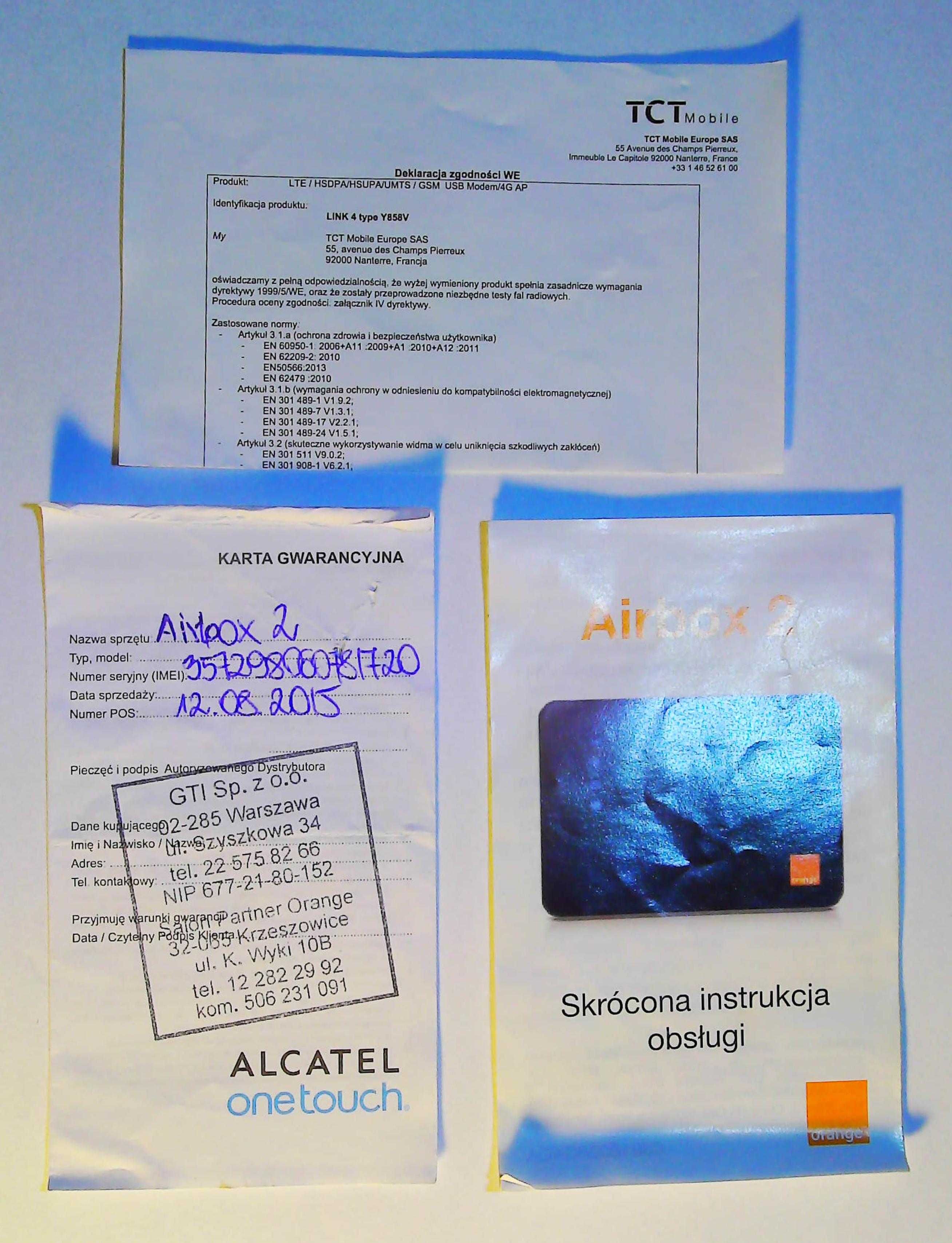 Router LTE, Airbox 2, dedykowany dla sieci Orange. Sprawny