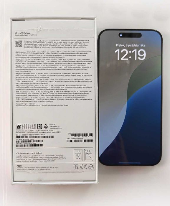 Iphone 16 pro max 256GB Black Titanium Bateria 100% W-wa Mokotów