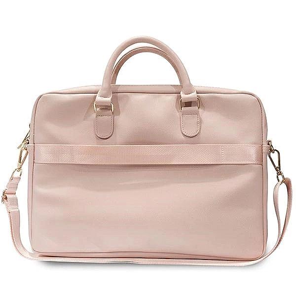 Torba Guess Triangle 4G na laptopa 16" - różowa