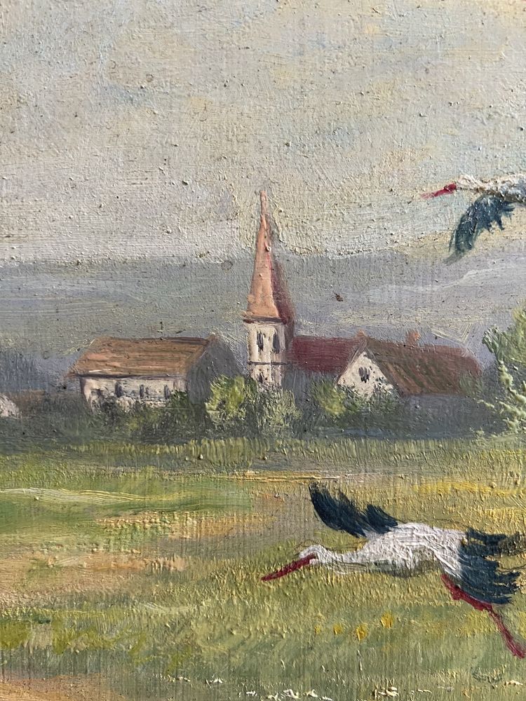 Duży obraz „Powrót bocianów” sygnowany