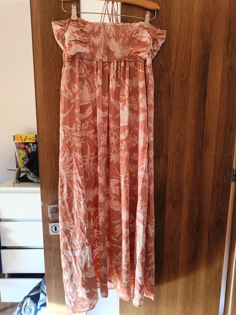 Letnia sukienka z wiązaniem na szyji h&m L