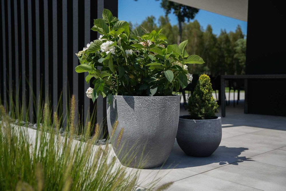 Zestaw 3 donic betonowych duże donice ogrodowe z betonu na kwiaty