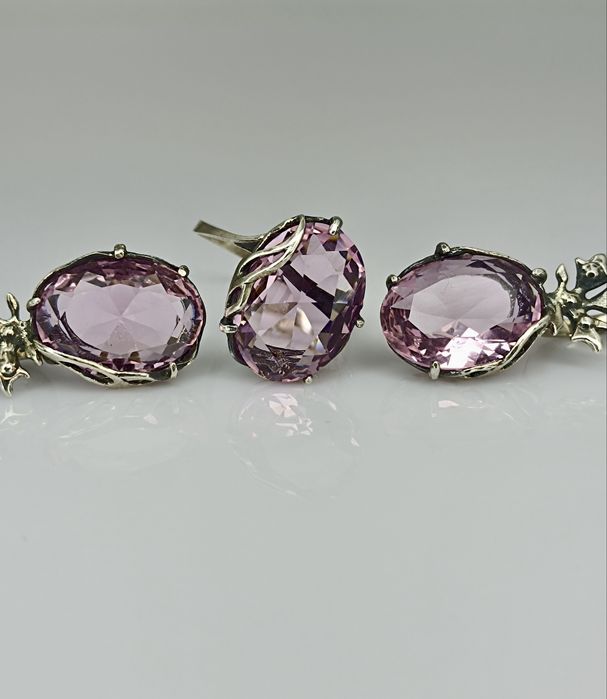 Серебряный набор серьги и кольцо 925 пробы