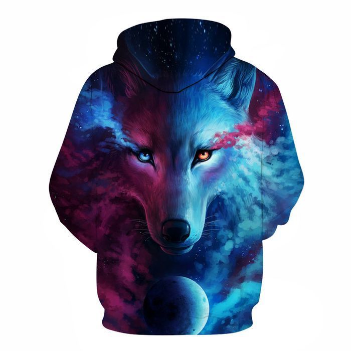 Męska Bluza z Kapturem WILK, Motyw WILKA Nadruk 3D - XL