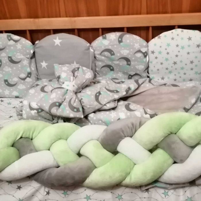 Дитячі постільні комплект 9 елементів + бортик косичка