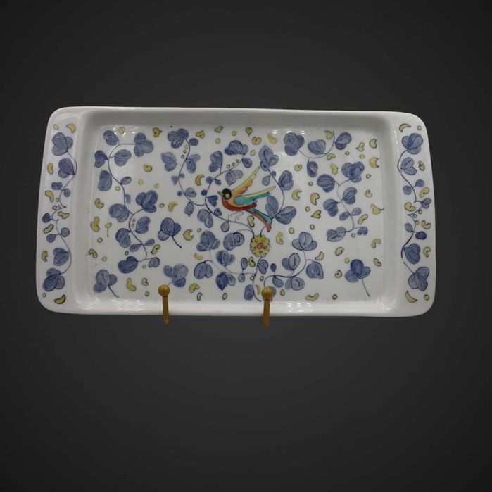 Taca porcelanowa ręcznie malowana biel kobalt 1988 r b5/072753