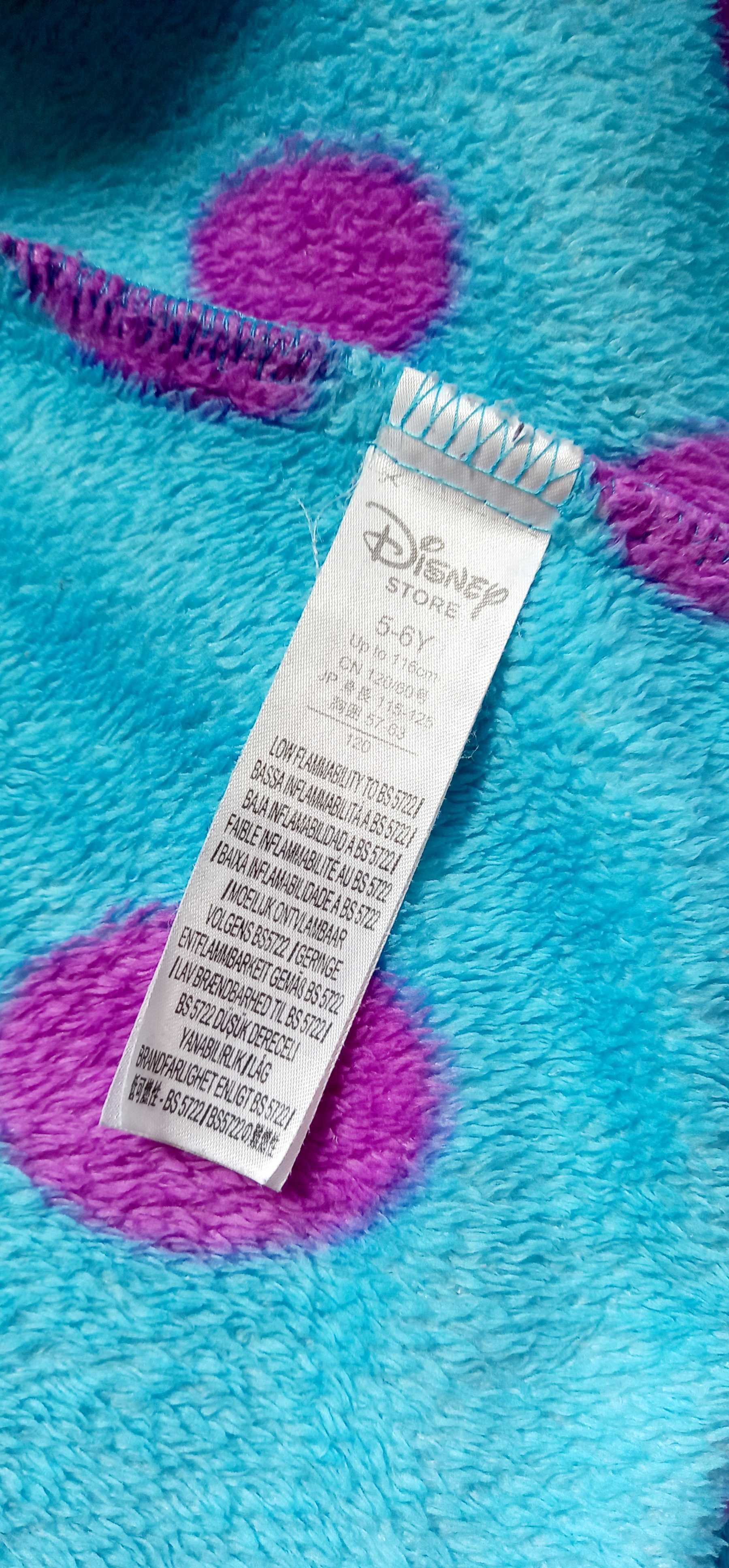 Disney Store rozm. 116 Potwory i Spółka Sulley szlafrok puchaty