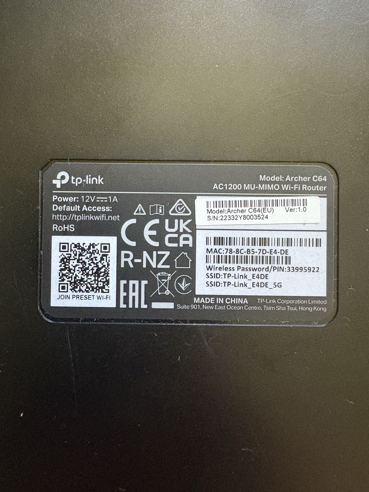 Router TP-Link Archer C64 AC1200 MU-MIMO / stan bardzo dobry