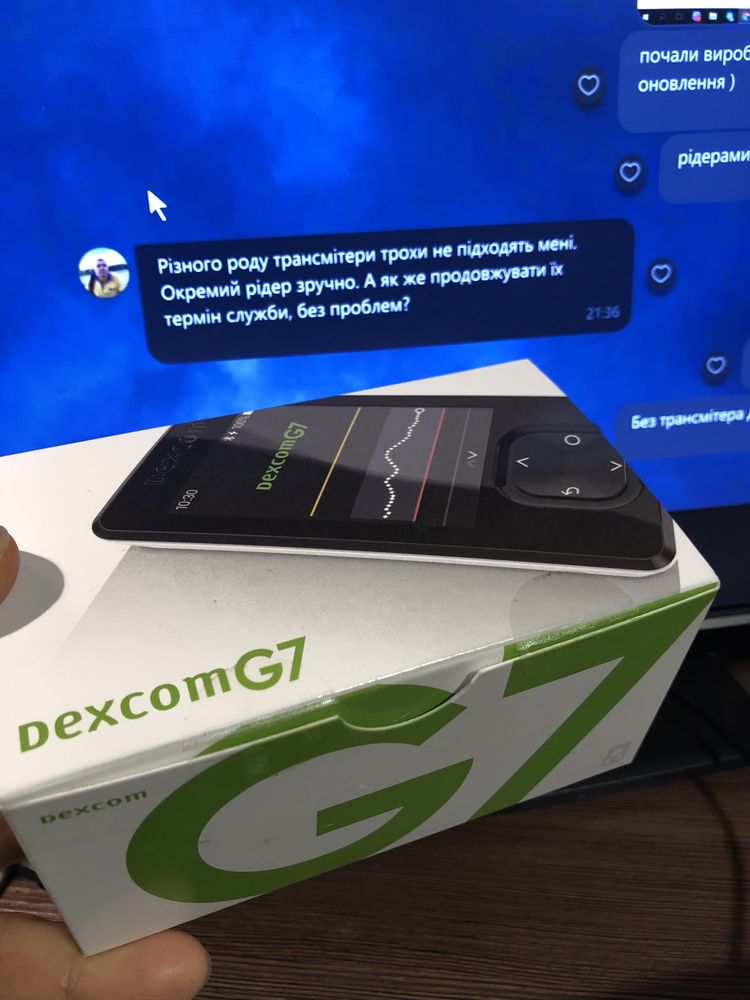 Стартовий набір Dexcom G7 Receiver mmol/l ресівер рідер і 1 сенсор США