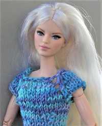 ubranko dla lalki Barbie  m.in. dla made to move - sukienka niebieska
