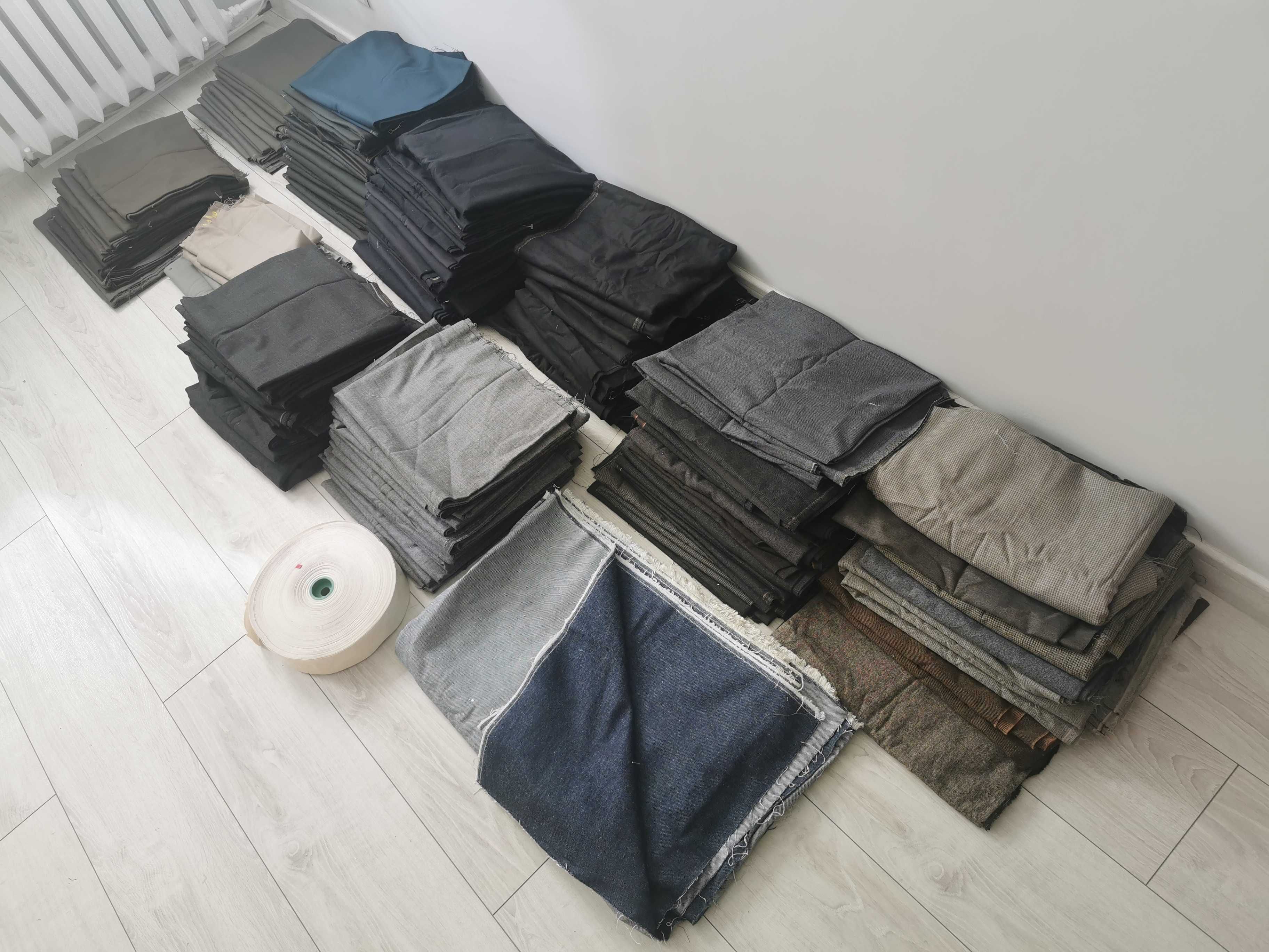 Sprzedam kupony tkanin 138 sztuk Bawełna Wełna Wiskoza Jeans