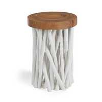 Mesa Apoio Redonda Madeira Teka Sidetable - by OVO Home Design