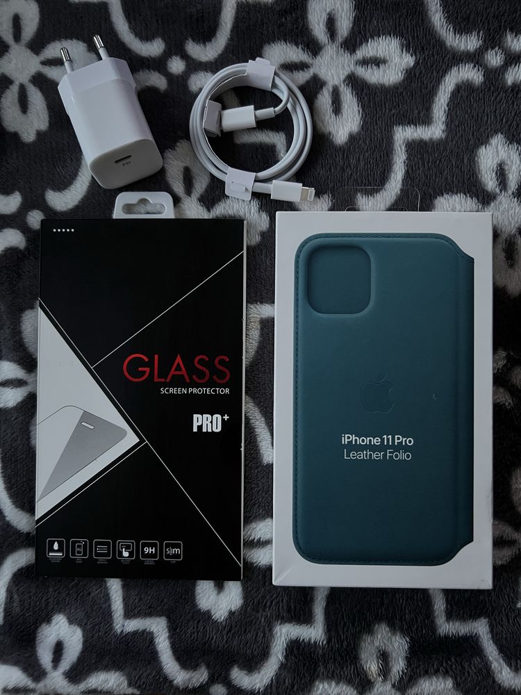 Etui ORYGINALNE iPhone Apple 11Pro/ leather case/ ładowarka/ kabel/itd
