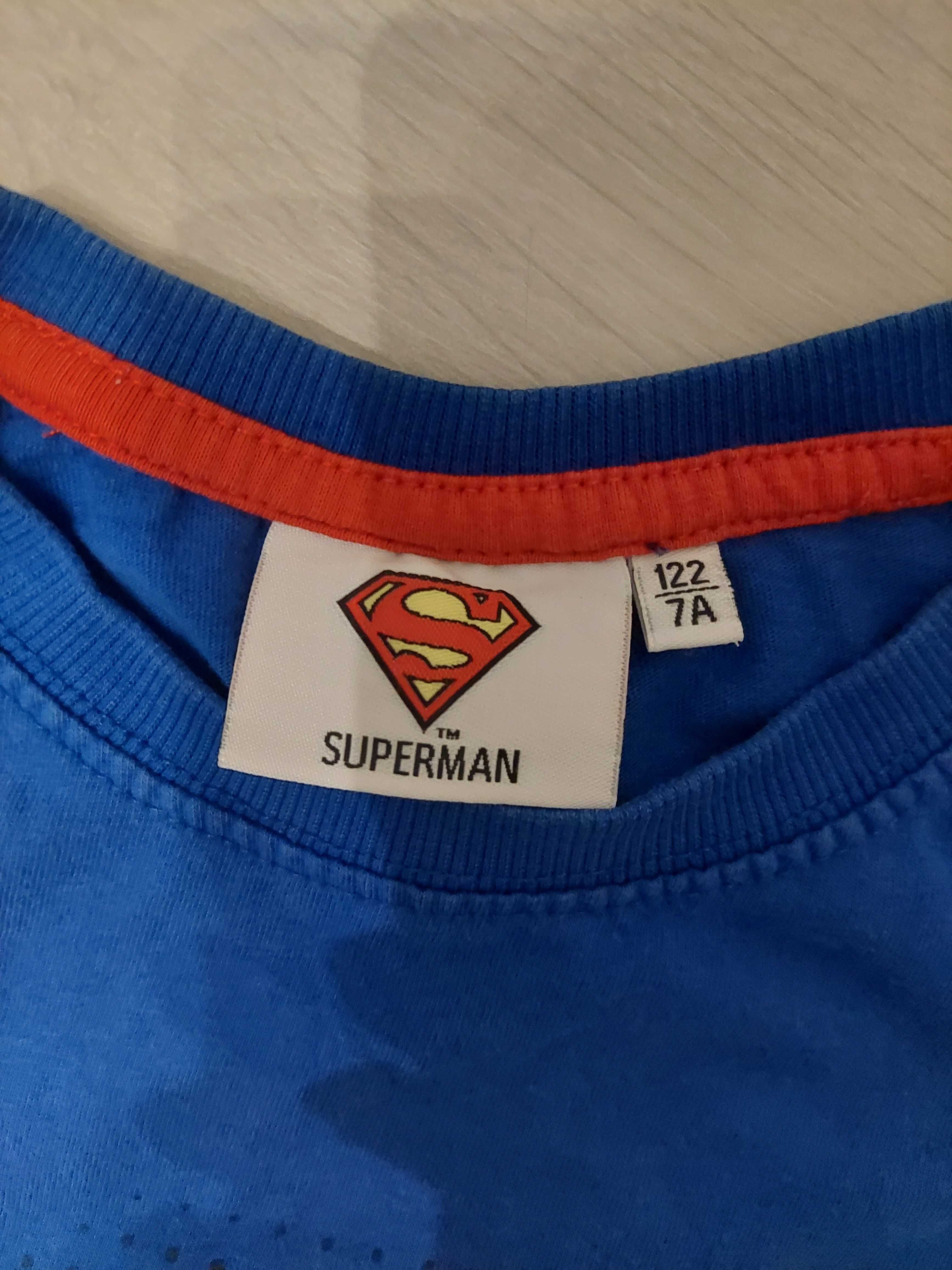 Koszulka z długim rękawem niebieska 122 cm 7 lat My dad is superman