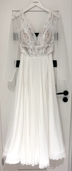 Suknia ślubna Madonna długi rękaw rozmiar 34/36