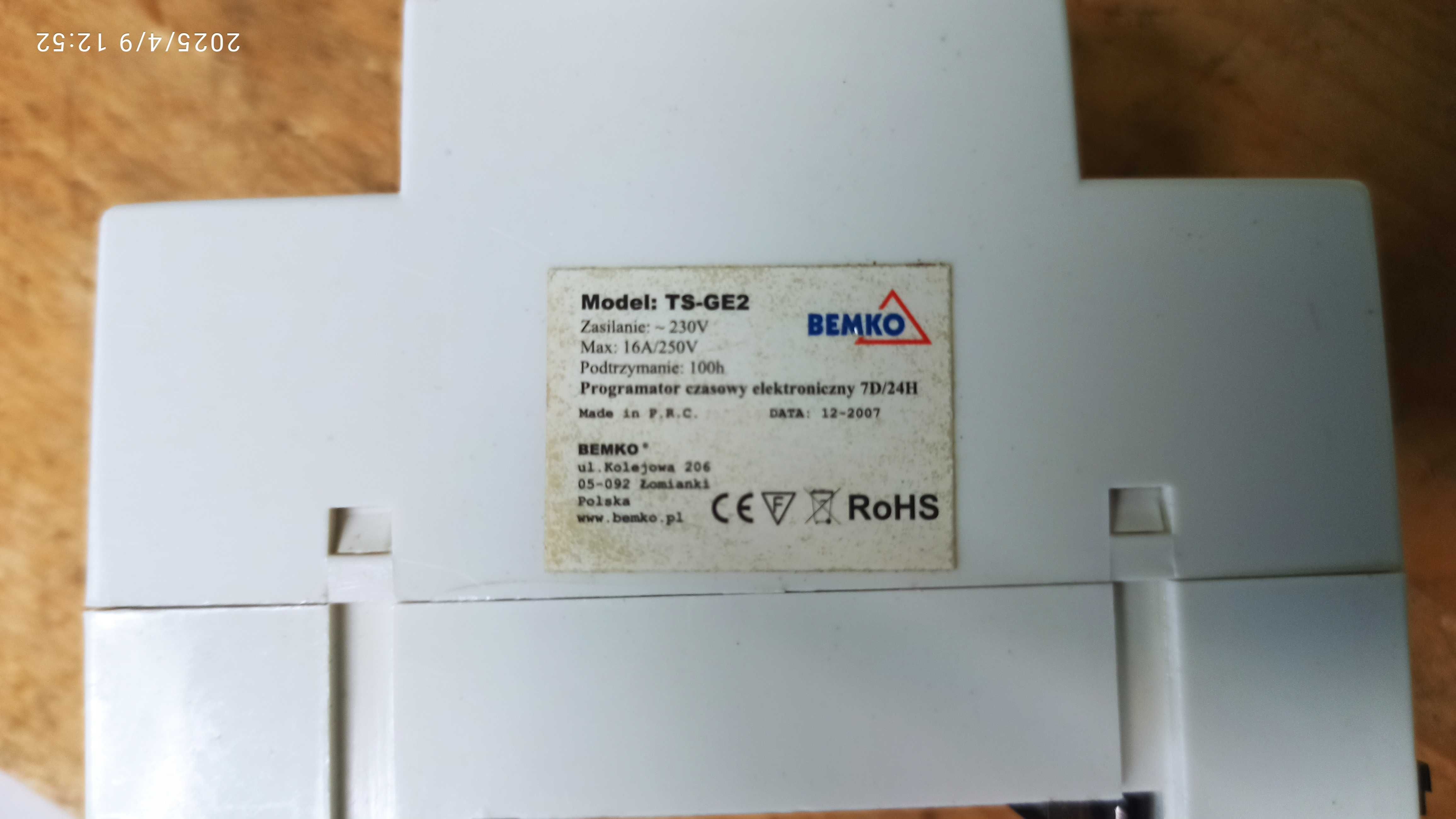 Programator czasowy Bemko TS-GE2