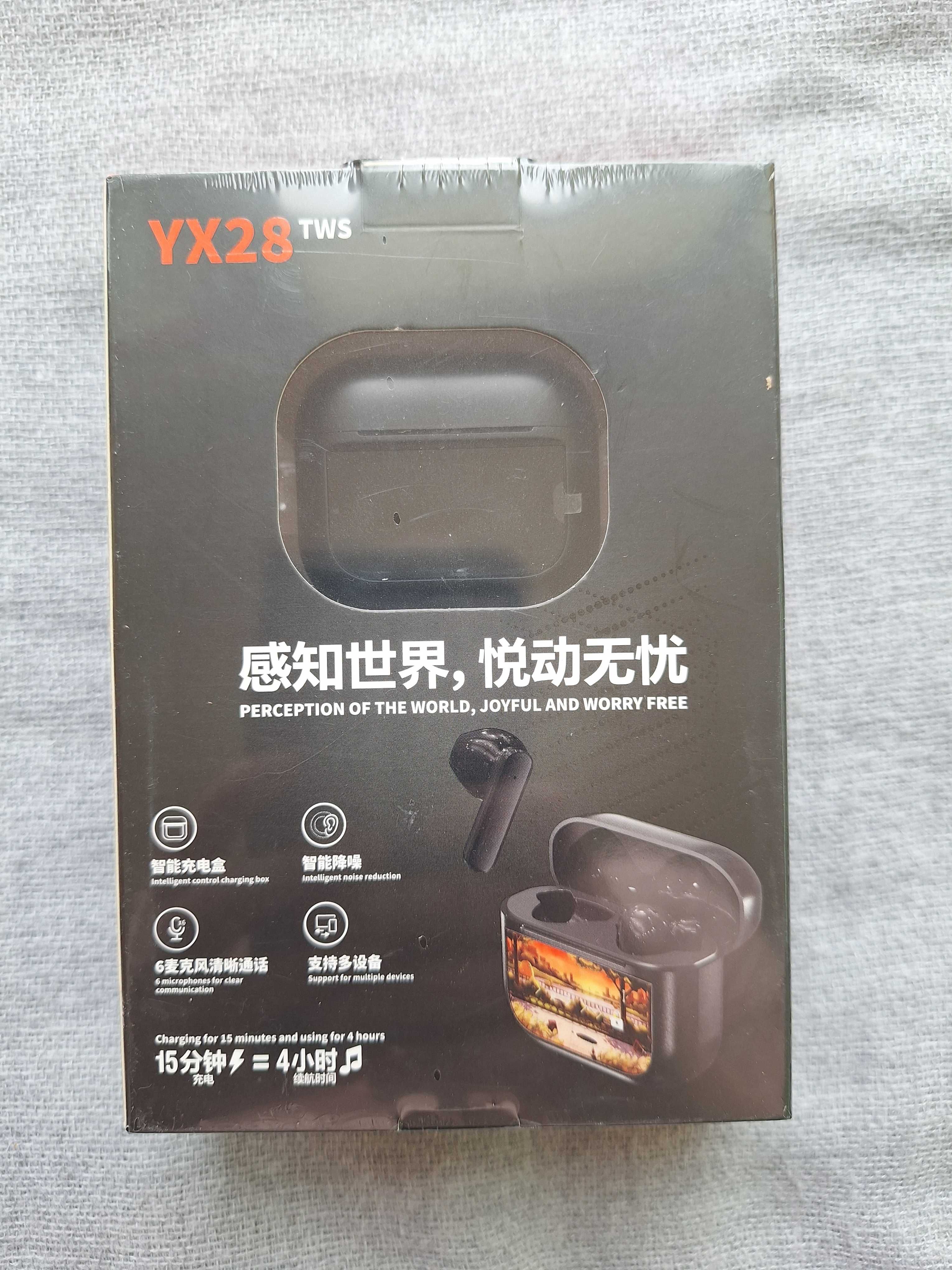 Słuchawki douszne Bluetooth YX28 TWS bezprzewodowe z ekranem czarne
