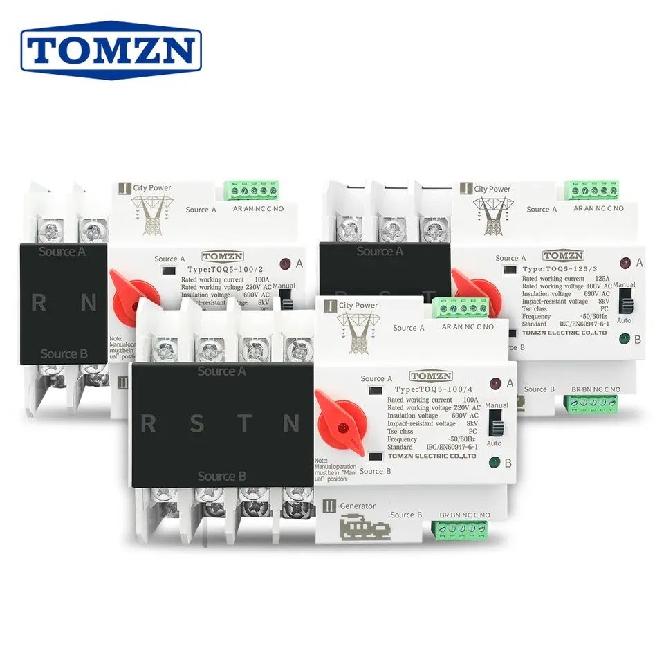 Автоматичний перемикач резервного живлення AVR Tomzn 2p;4p 63;100А.