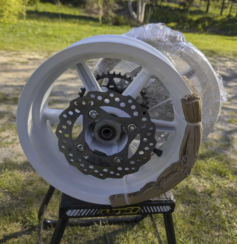 Felgi komplet MRF 12" cali Supermoto 140SM z tarczami nowe białe