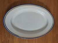Półmisek salaterka Lubiana duża 28cm biała złoty i niebieski pasek